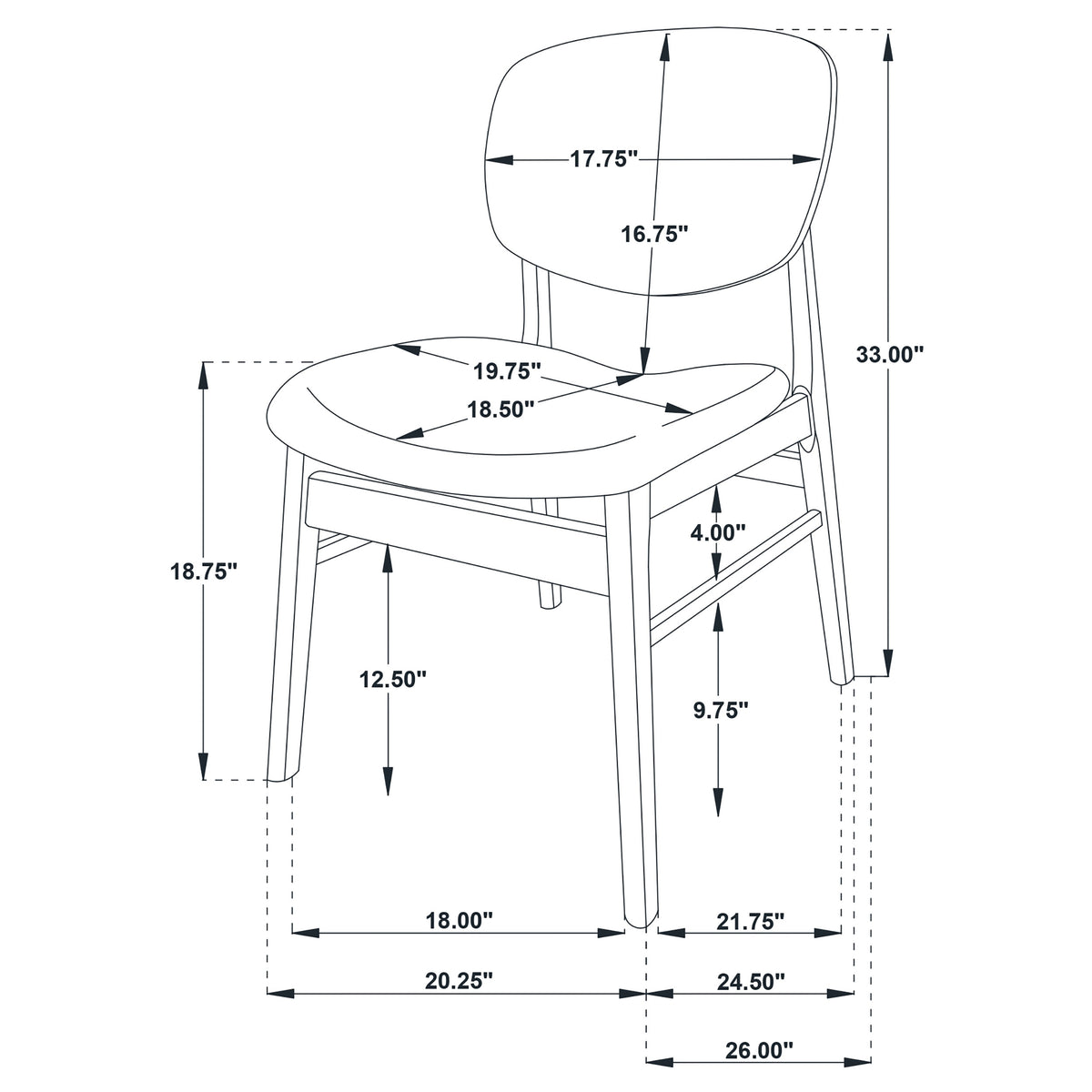 Benford Dining Side Chair Upholstered Seat Dark Brown (Set of 2)