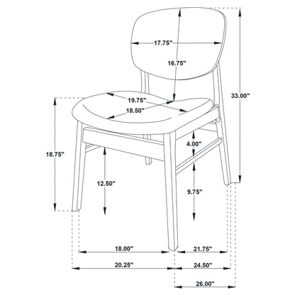 Benford Dining Side Chair Upholstered Seat Dark Brown (Set of 2)