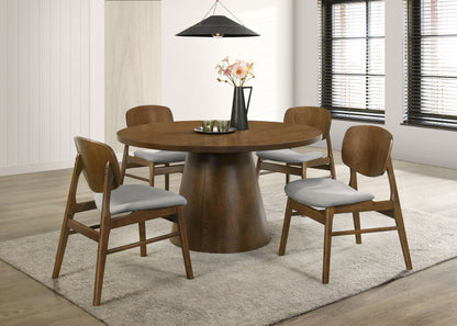 Benford Dining Side Chair Upholstered Seat Dark Brown (Set of 2)