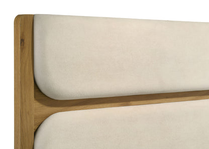 Bennett Full Cream Upholstered 4-Piece Mid-Century Bedroom Set Light Oak