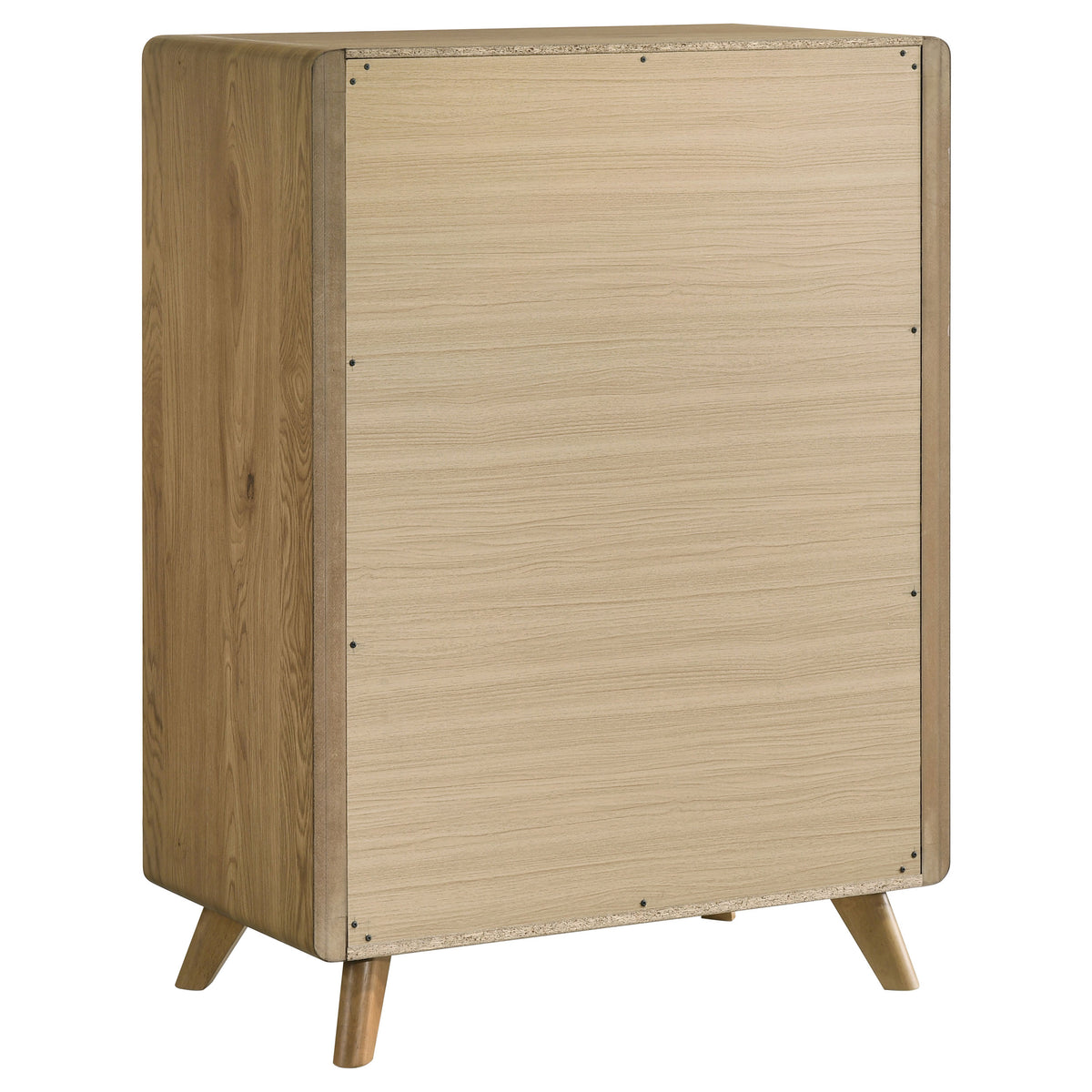 Bennett Full Cream Upholstered 5-Piece Mid-Century Bedroom Set Light Oak