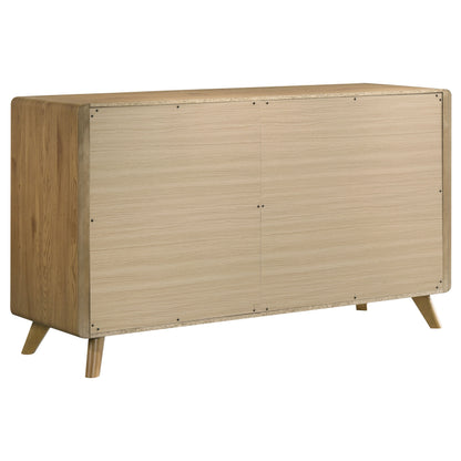 Bennett Twin Cream Upholstered 4-Piece Mid-Century Bedroom Set Light Oak