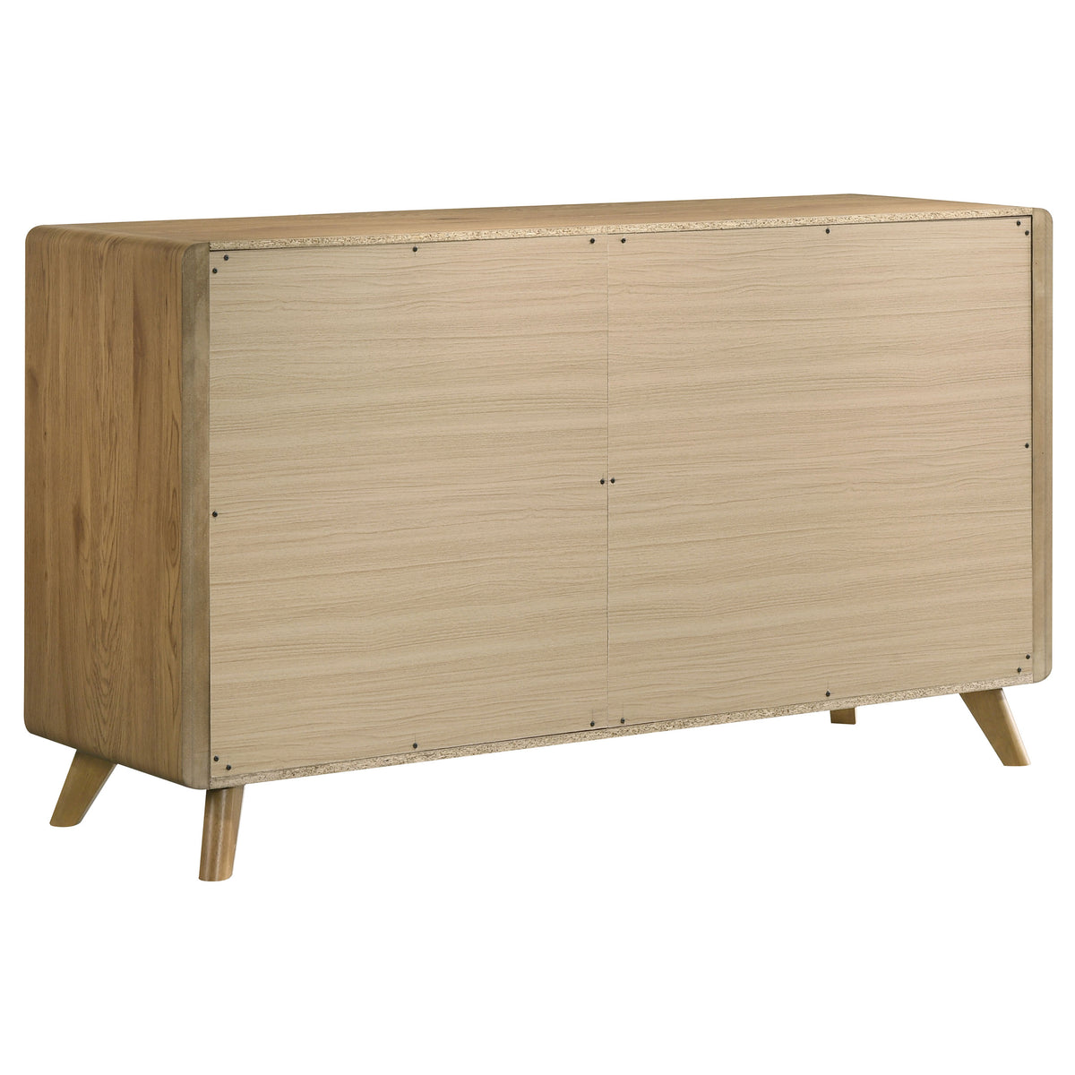 Bennett Twin Cream Upholstered 5-Piece Mid-Century Bedroom Set Light Oak