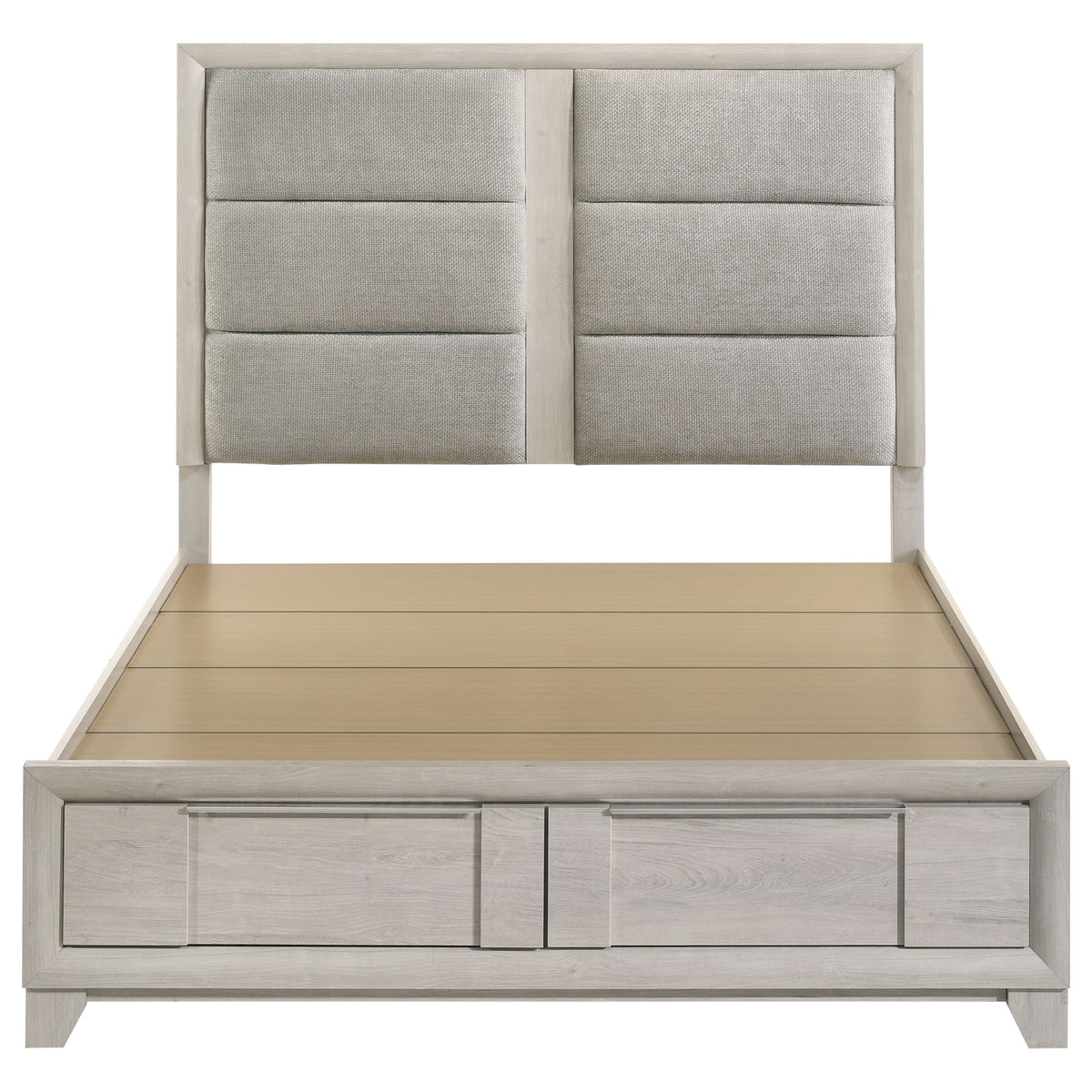 Farre Queen Upholstered Storage Platform Bed Washed Grey