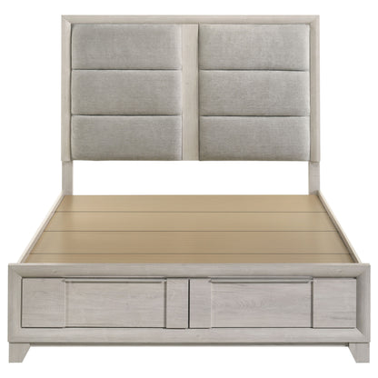 Farre Queen Upholstered Storage Platform Bed Washed Grey