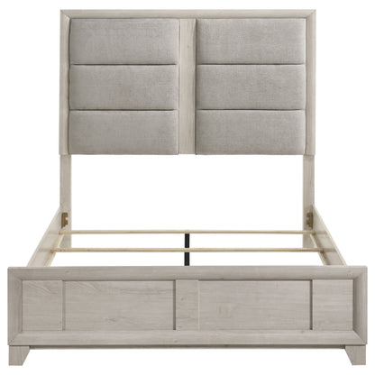Farre Queen Upholstered Platform Panel Bed Washed Grey