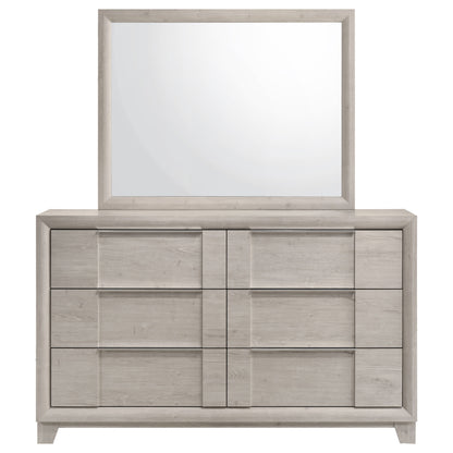 Farre 6-drawer Dresser with Mirror Washed Grey
