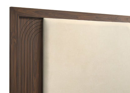 Etienne Eastern King Velvet Upholstered Panel Bed Walnut