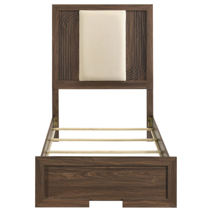 Etienne Twin Velvet Upholstered Panel Bed Walnut