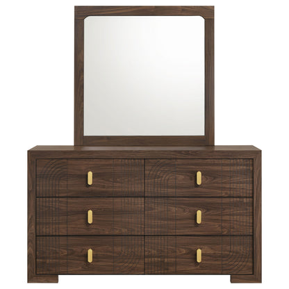 Etienne 6-drawer Dresser with Mirror Walnut