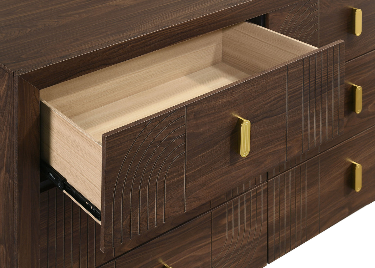 Etienne 6-drawer Dresser with Mirror Walnut