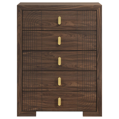 Etienne 5-drawer Bedroom Chest of Drawers Walnut