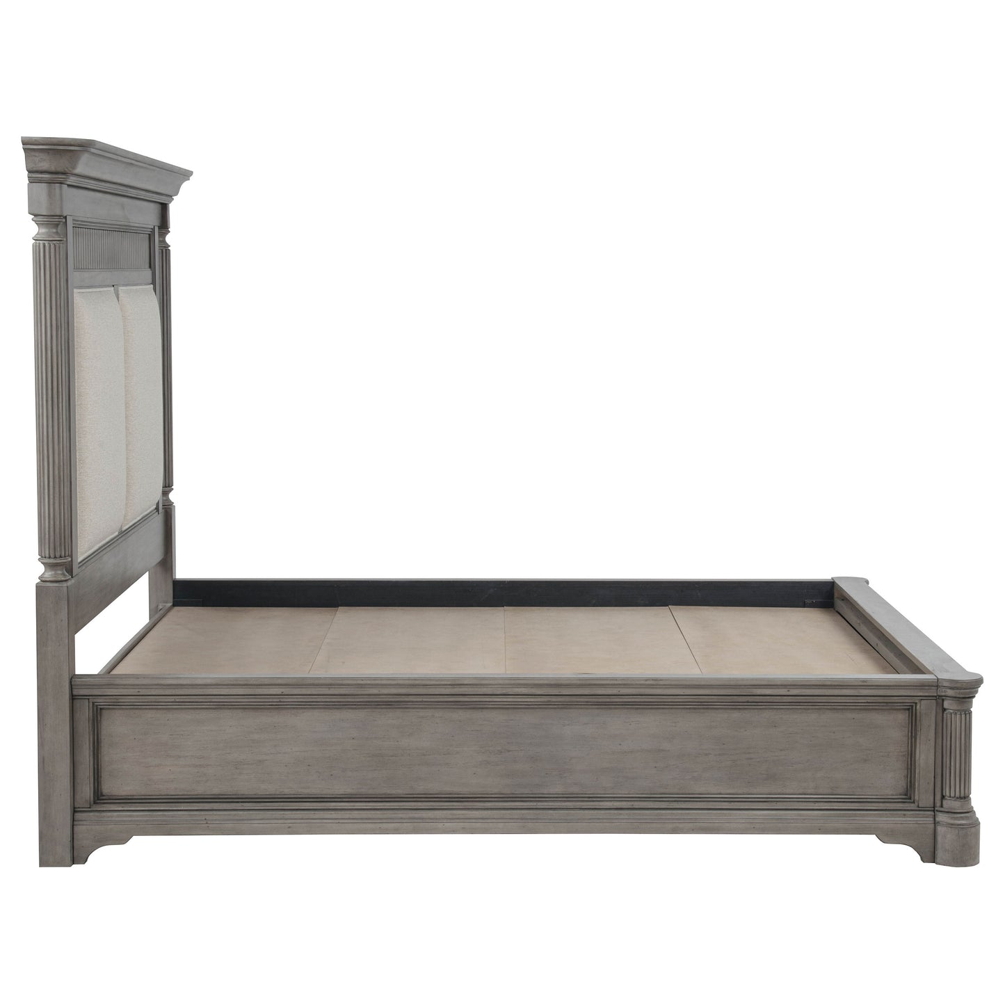 Cresswell Eastern King Upholstered Storage Platform Bed Weathered Taupe