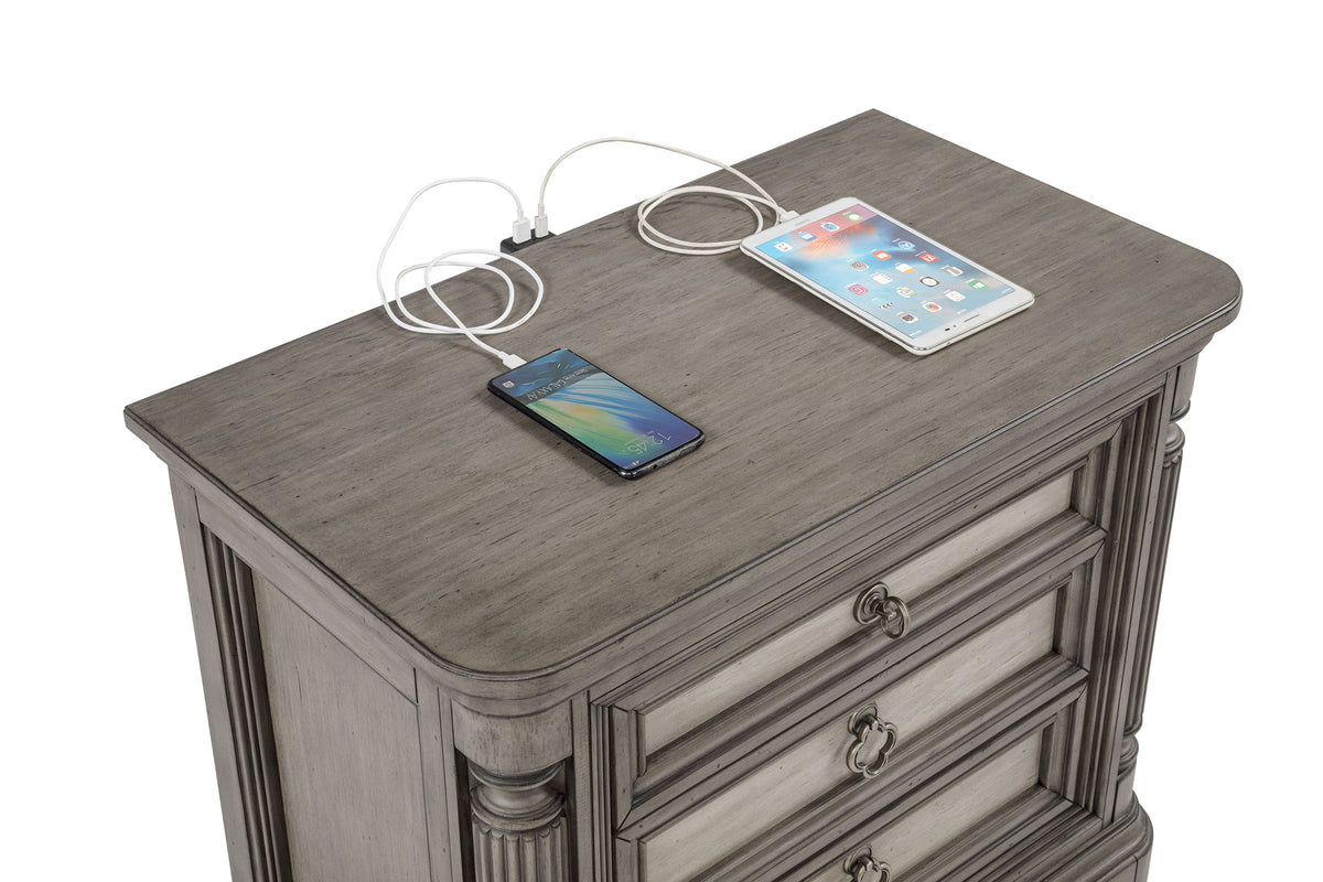 Cresswell 3-drawer Nightstand Bedside Table Weathered Taupe