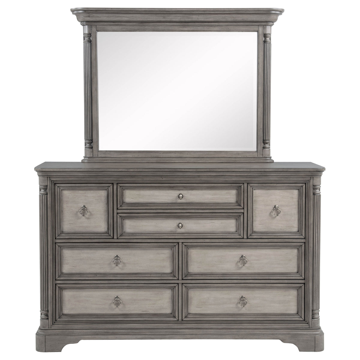 Cresswell 8-drawer Dresser with Mirror Weathered Taupe