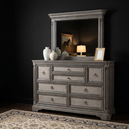 Cresswell 8-drawer Dresser with Mirror Weathered Taupe