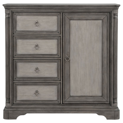 Cresswell 4-drawer Door Chest with Hidden Storage Weathered Taupe