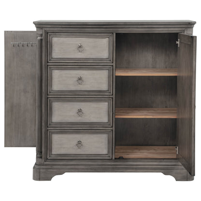 Cresswell 4-drawer Door Chest with Hidden Storage Weathered Taupe
