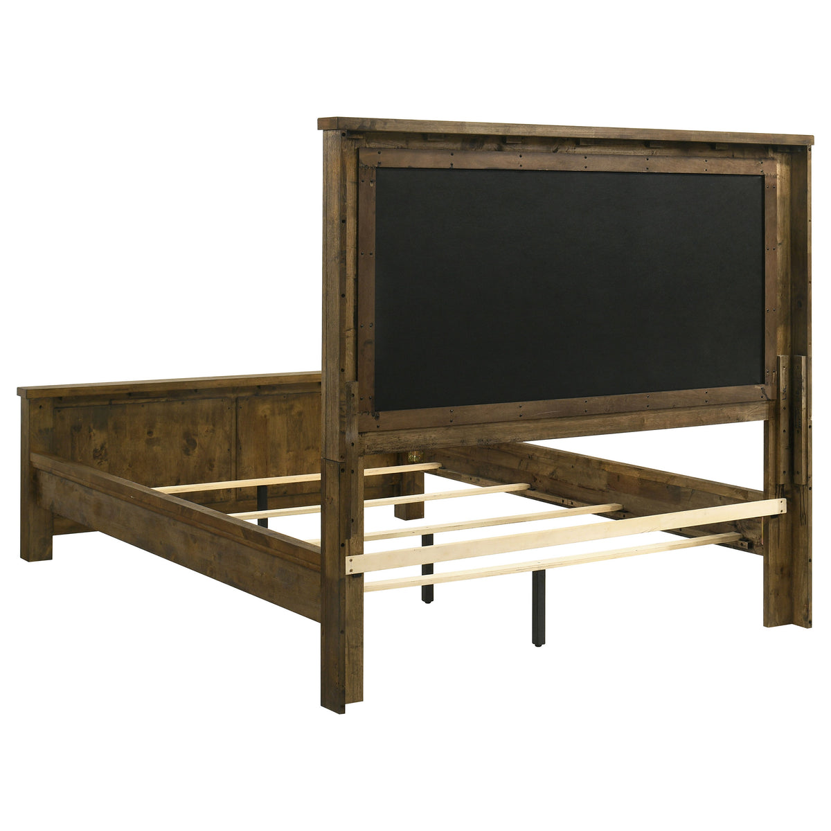 Doherty Queen Linen Upholstered Panel Bed Rustic Brown