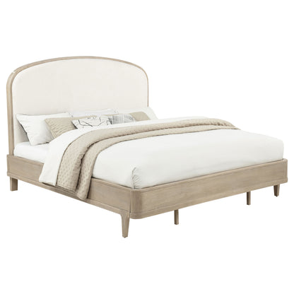 Lucaire Eastern King Upholstered Panel Bed Sandstone