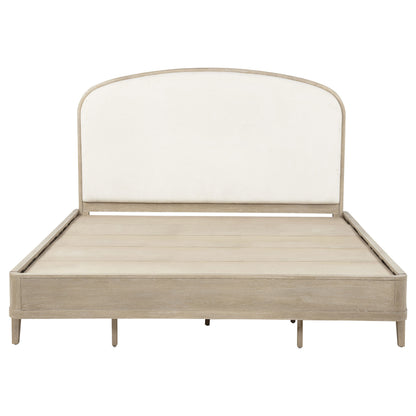Lucaire California King Upholstered Panel Bed Sandstone