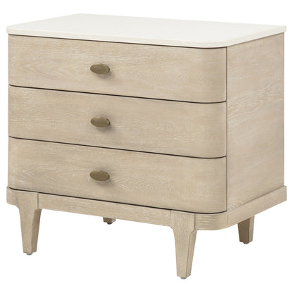 Lucaire 3-drawer Nightstand Bedside Table Sandstone