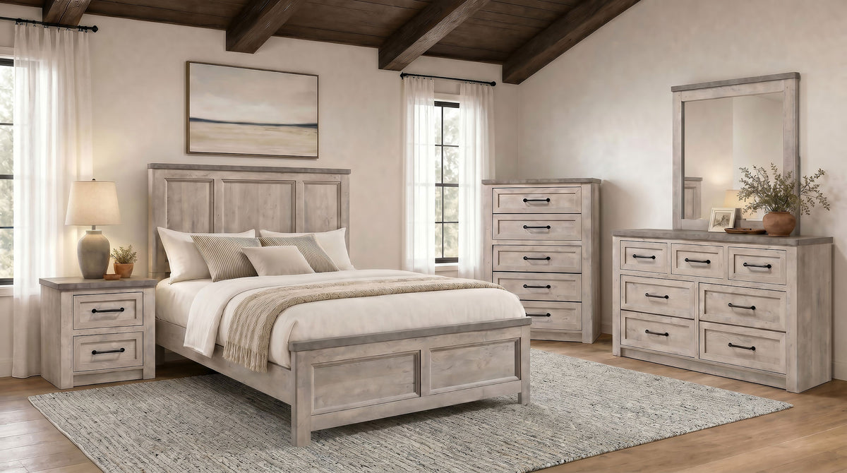 Nevado Farmhouse Eastern King Panel Bed Grey and Weathered Taupe