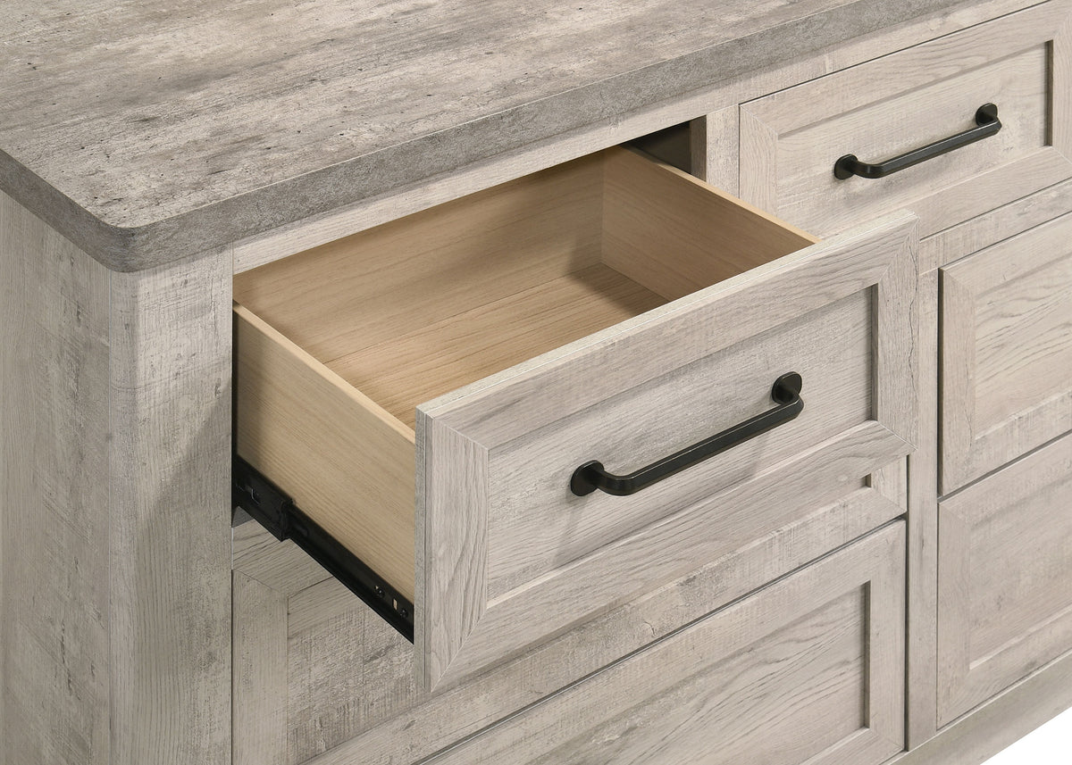 Nevado 4-Piece Eastern King Panel Bedroom Set Grey and Weathered Taupe