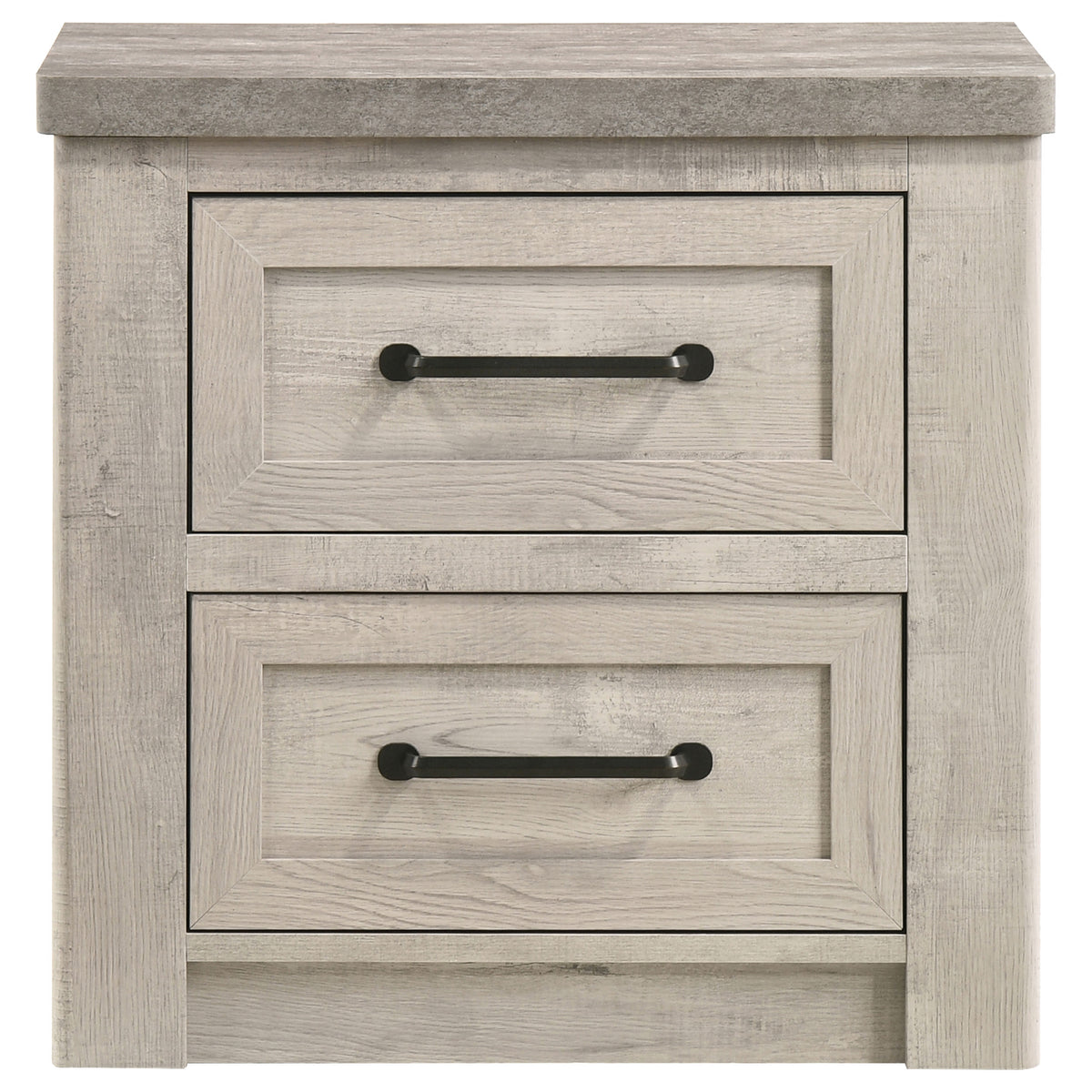 Nevado Farmhouse 2-Drawer Nightstand Grey and Weathered Taupe