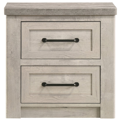 Nevado Farmhouse 2-Drawer Nightstand Grey and Weathered Taupe