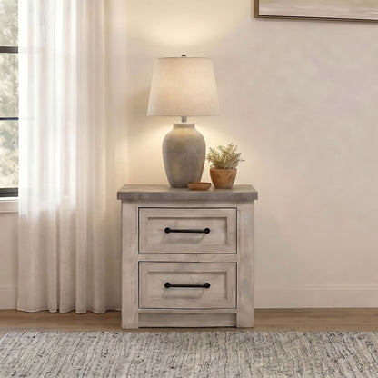 Nevado Farmhouse 2-Drawer Nightstand Grey and Weathered Taupe