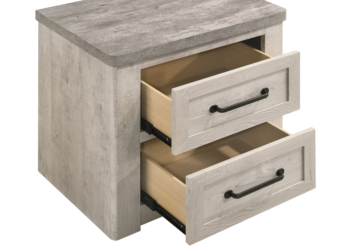Nevado Farmhouse 2-Drawer Nightstand Grey and Weathered Taupe
