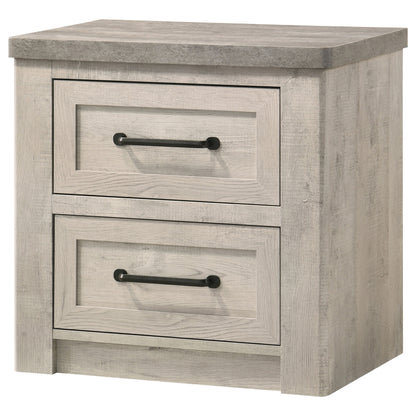 Nevado Farmhouse 2-Drawer Nightstand Grey and Weathered Taupe
