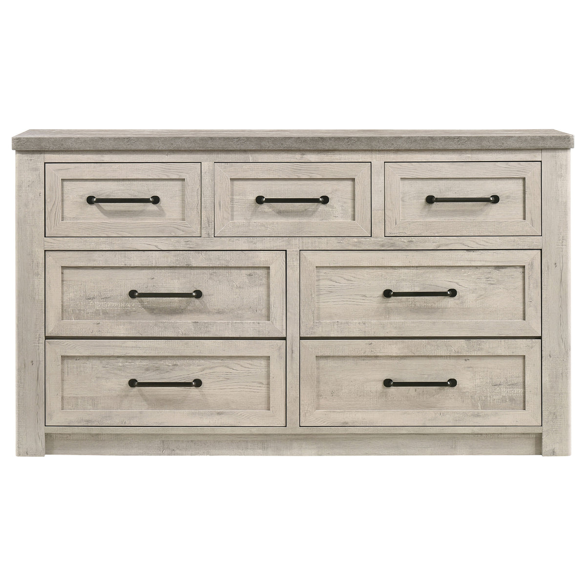 Nevado Farmhouse 7-Drawer Dresser Grey and Weathered Taupe