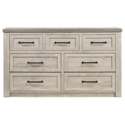 Nevado Farmhouse 7-Drawer Dresser Grey and Weathered Taupe