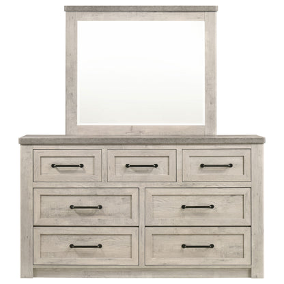 Nevado Farmhouse 7-Drawer Dresser and Beveled Mirror Set