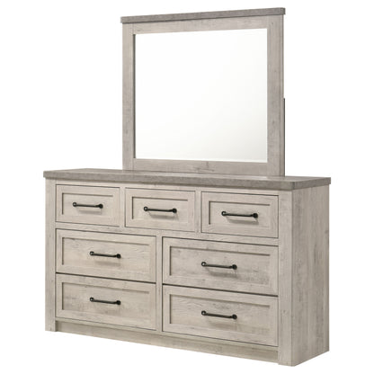 Nevado Farmhouse 7-Drawer Dresser and Beveled Mirror Set