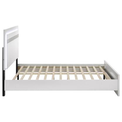 Viana Touch-Control LED Eastern King Platform Bed White High Gloss