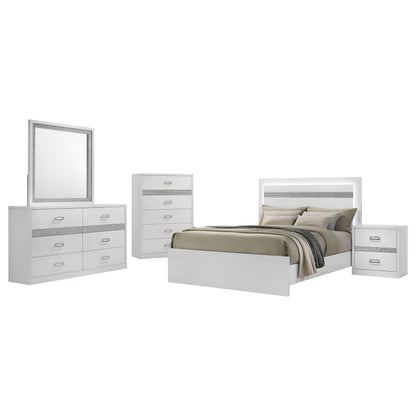 Viana 5-Piece Touch-Control LED Eastern King Bedroom Set White High Gloss