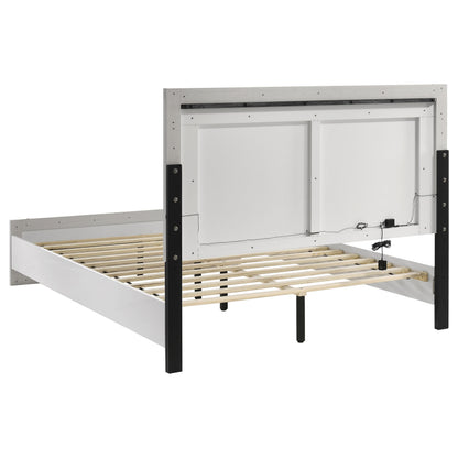 Viana Touch-Control LED Queen Platform Bed White High Gloss
