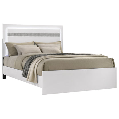 Viana Touch-Control LED Queen Platform Bed White High Gloss