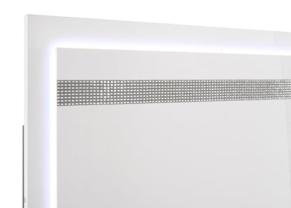 Viana Touch-Control LED Queen Platform Bed White High Gloss