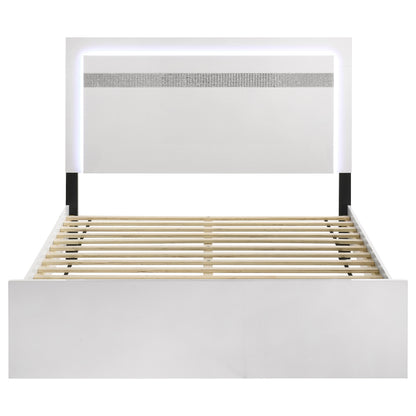 Viana Touch-Control LED Queen Platform Bed White High Gloss