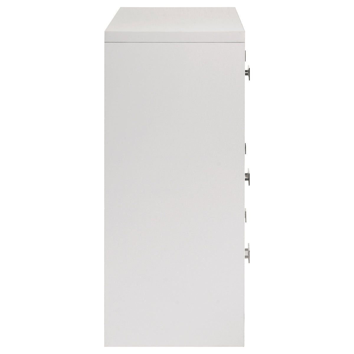Viana 6-Drawer Bedroom Dresser with Chrome Pulls White High Gloss