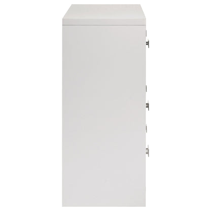 Viana 6-Drawer Bedroom Dresser with Chrome Pulls White High Gloss