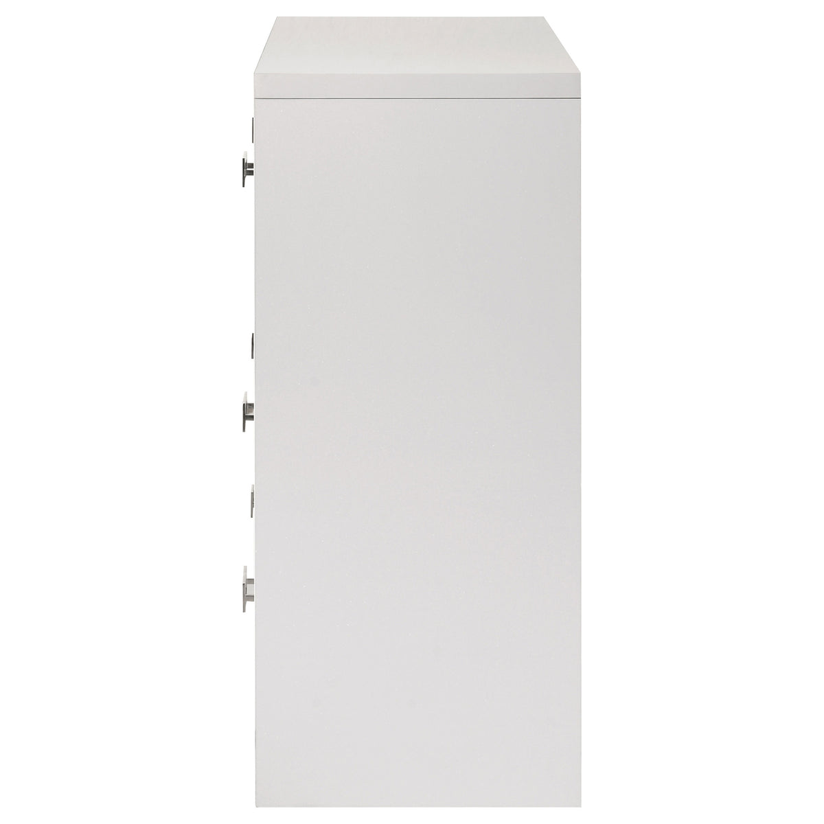 Viana 6-Drawer Bedroom Dresser with Chrome Pulls White High Gloss
