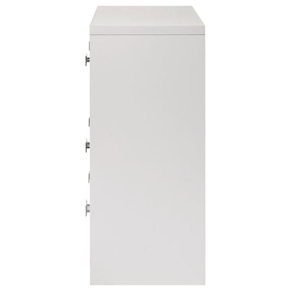 Viana 6-Drawer Bedroom Dresser with Chrome Pulls White High Gloss