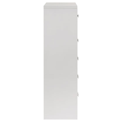 Viana 5-Drawer Chest of Drawers with Chrome Pulls White High Gloss