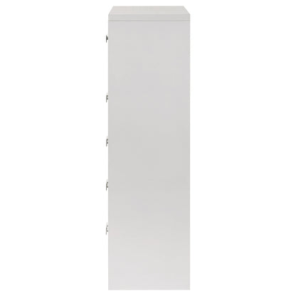 Viana 5-Drawer Chest of Drawers with Chrome Pulls White High Gloss