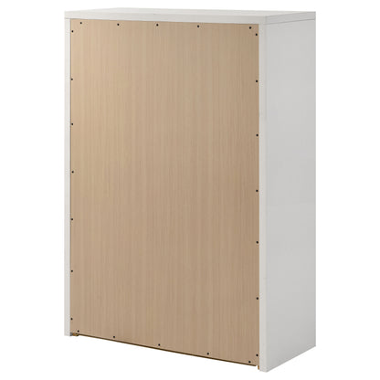 Viana 5-Drawer Chest of Drawers with Chrome Pulls White High Gloss